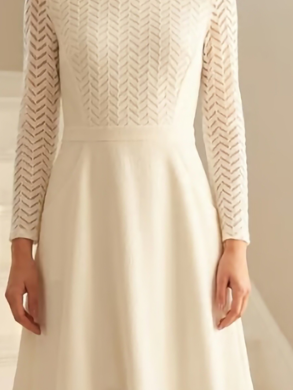 julia jordan Cream Long-Sleeve A-Line Dress